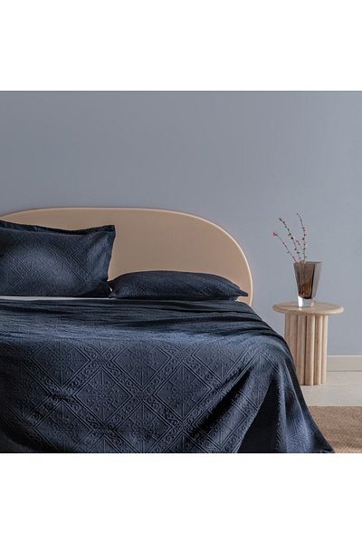 Madame Coco Marjolaina Doppelbett-Tagesdecke aus 100 % Baumwolle, Marineblau