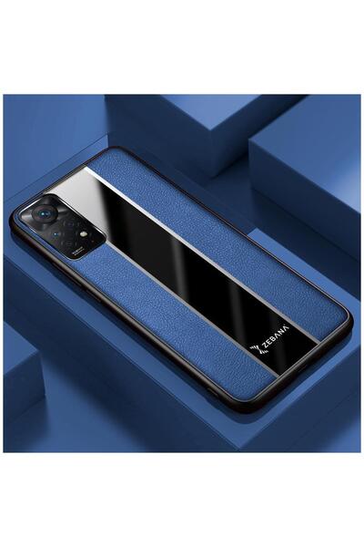 Zebana Xiaomi Redmi Note 11 4G Uyumlu Kılıf Zebana Premium Deri Kılıf Mavi