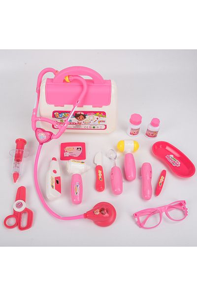 Choice Pink Children's 16 Piece Set With Sound And Light Medicine Box, Doctor And Nurse's Simulated Medical