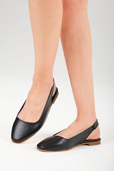 Mio Gusto Ally Black Color Open Back Women's Flat Ballerina Shoes