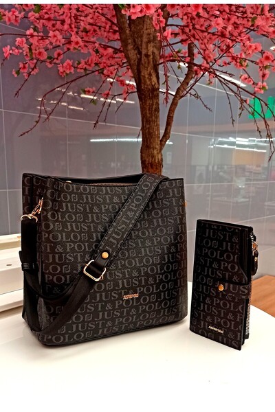 Just Polo Kadın Siyah 4 Bölmeli Çanta Ve Cüzdan Kombini