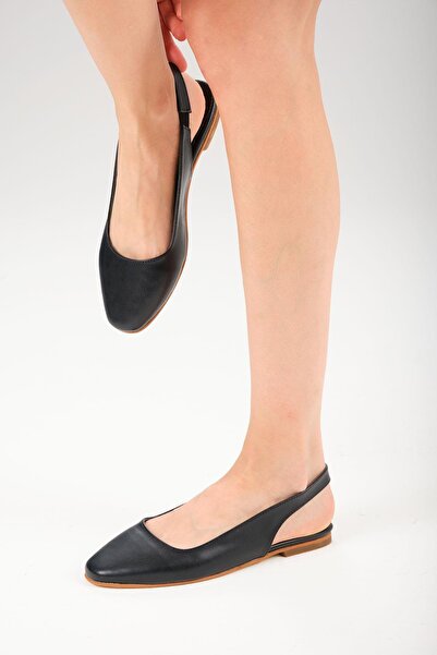 Mio Gusto Ally Black Color Open Back Women's Flat Ballerina Shoes