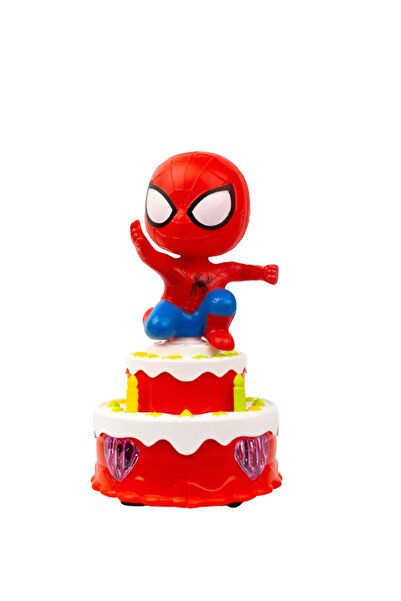 rexa لعبة كعكة سبايدرمان الدوارة مع الأضواء - لعبة موسيقية ممتعة للأطفال