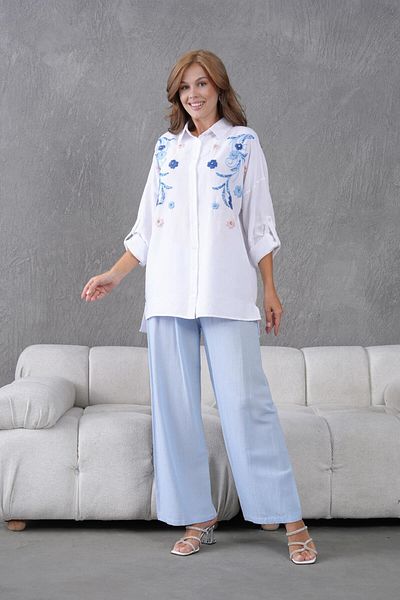 BURRASCA Embroidered Stone Linen Suit