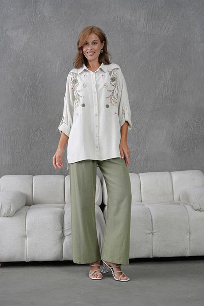 BURRASCA Embroidered Stone Linen Suit