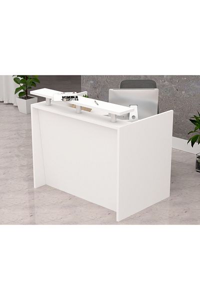Mahmayi R06 White Office Reception Desk Without Drawers - 120cm