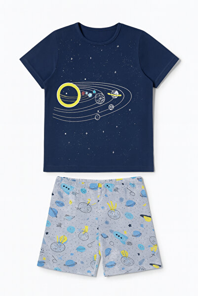 Little Frog Піжамний комплект для хлопчика в шортах «Робот-космонавт»