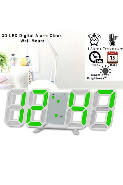 Generic ساعة ستيريو صغيرة ثلاثية الأبعاد، ساعة رقمية LED، ساعة حائط، ساعة مكتب، ساعة منبه إلكترونية