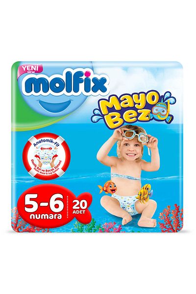 Molfix Swimsuit Baby Diapers Size 5-6 20 Pieces 14 Kg
