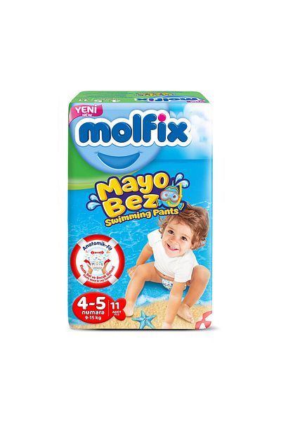 Molfix Swimsuit Baby Diapers Size 4-5 11 Pieces 9-15 Kg
