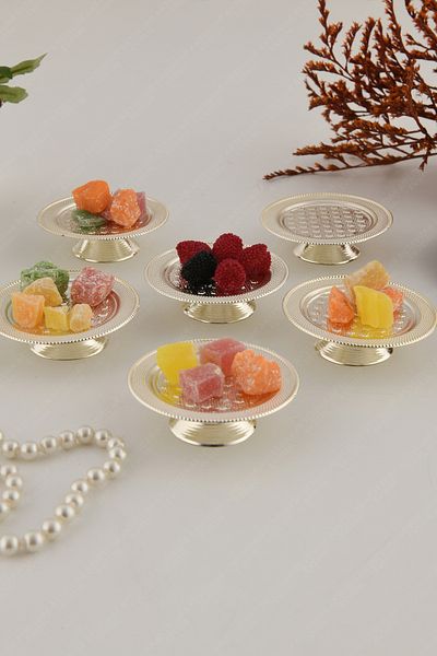 AKSESUAR EVRENİ Pera Silver Set of 6 Sugar Bowl Turkish Delight Bowl Snack Bowl Coffee Side Presentation Bowl Decorative Special Serrated