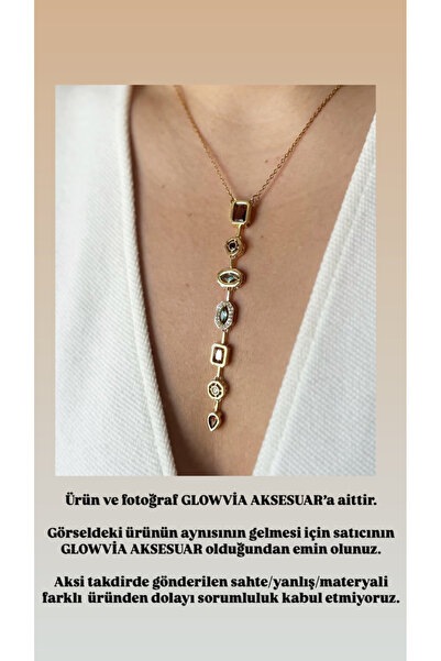GLOWVİA AKSESUAR Y Kolye 7 Element Gold Kolye