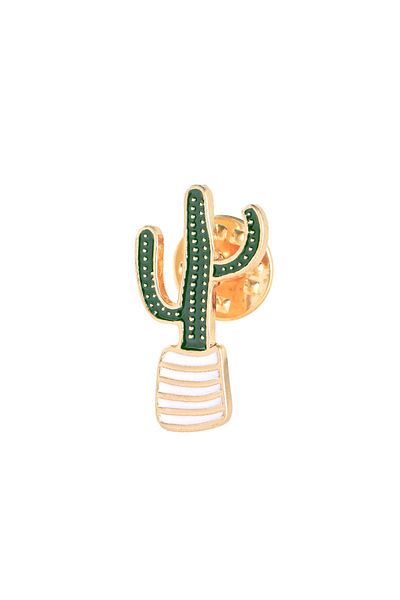 Generic 3pcs Cactus Enamel Brooch Set Forest Leaf Plant Creative Badge Collar Lapel Brooch Set Accessories