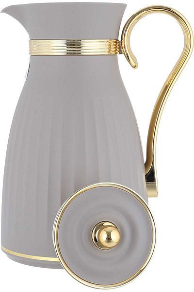 Alsaif Gallery Dana Gray Thermos Set With Golden Handle, 2 Pieces