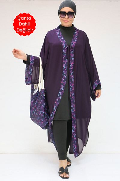 Eslina 1735 Large Size Garni Detailed Pareo - Plum