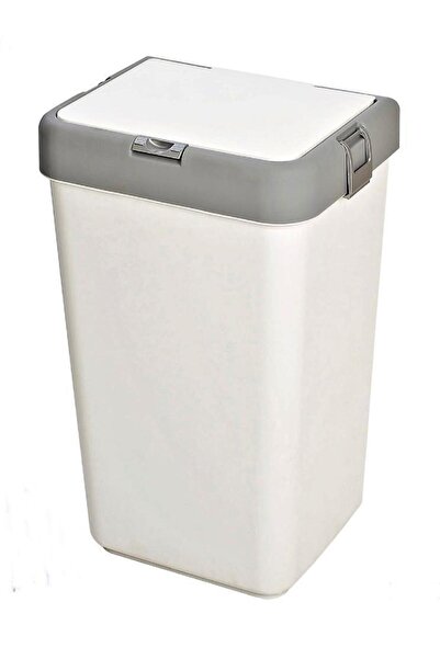 Geseus Καλάθι ρούχων Motek Single Dirty Basket με καπάκι αφής Λευκό+Γκρι- Mt08