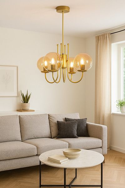 Modavize Modern Design Living Room Dining Room Kitchen Color Glass Pendant Lamp 4-Piece Chandelier