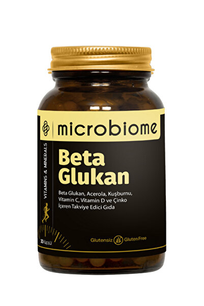 Microbiome Beta Glukan Complex Aserola, Kuşburnu Vitamin C, Vitamin D3 30 Kapsül