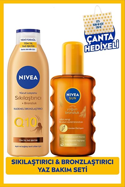 NIVEA Sun Karoten Bronzlaştırıcı Güneş Spreyi200ml Ve Q10 Sıkılaştırıcı Bronz...