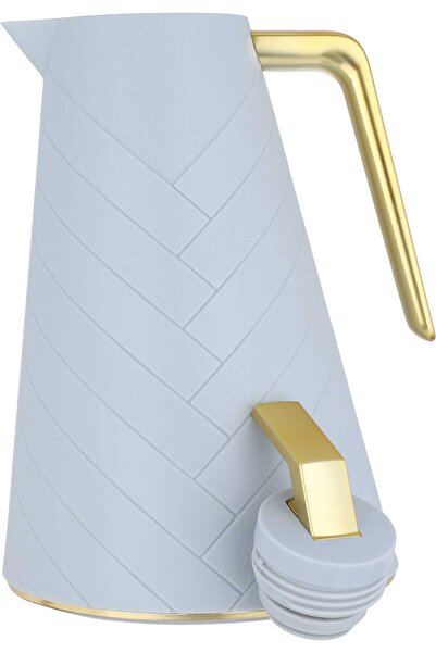 Alsaif Gallery Glory Pro Thermos, Light Gray, Golden Handle, 1 Liter