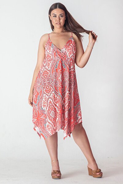 Şans Rochie asimetrică cu bretele din frânghie de mărime mare pentru femei 65...