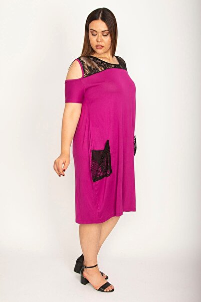 Şans Жіноча сукня Fujya великого розміру з кишенями та візерунком з віскози 65n35698