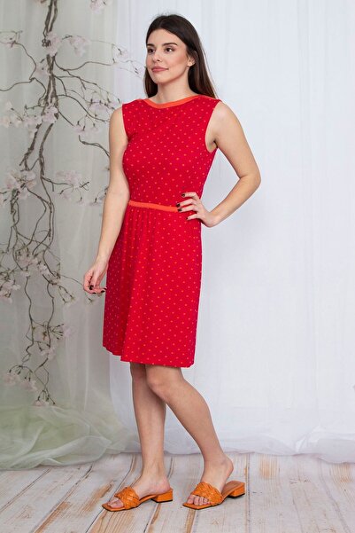 Şans Tekstil Women's Fujya Pocket Detailed Polka Dot Dress 85n5825