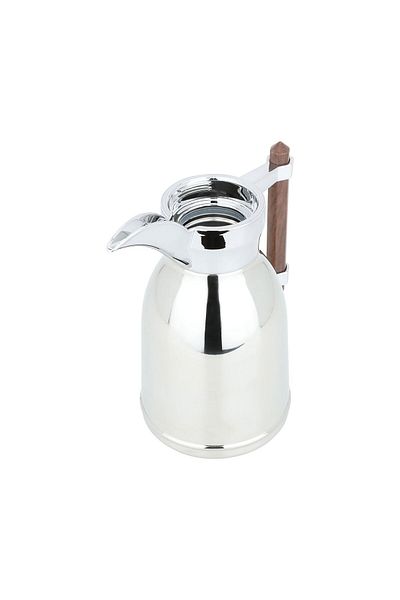 Alsaif Gallery Silver Shahd Dallah With Dark Wooden Handle, 0.6 Litres