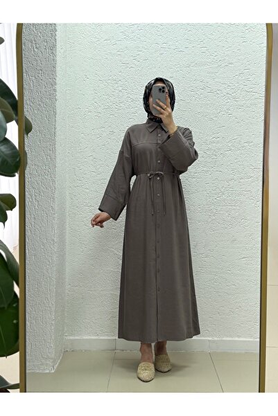 MİHRA STORE Nuboria Kadın Tesettür Yazlık Gömlek Elbise/Robalı Modal Takma Ma...