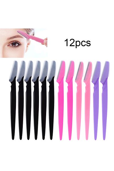 Choice 6biack2rose2pink2pu 12 قطعة ماكينة حلاقة للحواجب بألوان متنوعة للنساء للوجه والجسم آمنة لتشذيب الشعر وحلاقة العين