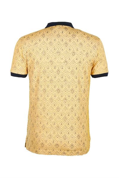 NCS Men's Polo Neck T-Shirt Patterned Yellow 100% Cotton Slim Fit T-Shirt Jeans 1989