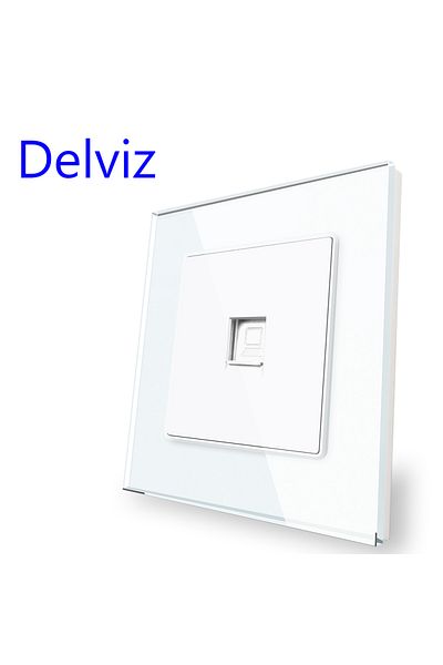 DELVIZ White Computer Cable Wall Socket, High Strength Tempered Glass, Rj45 Module Adapter Panel, Ca
