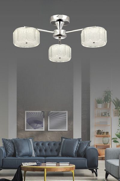 ESSLİGHT Coral 3 Piece 3 Colors with Light Mode (White Yellow Daylight) Living Room Kitchen Bedroom Led Chandelier