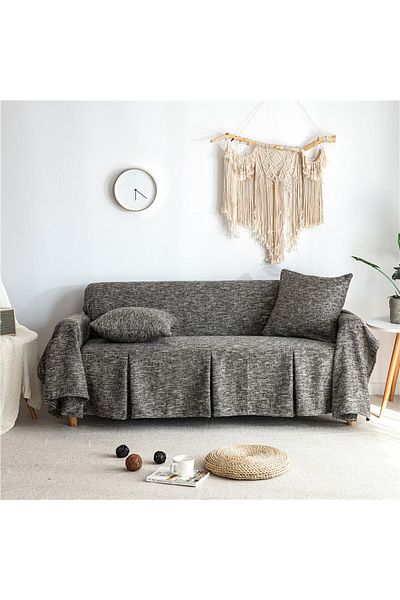 Generic Cotton And Linen Plain Sofa Towel Cover Sofa Cushion Sofa Cover 200*150cm With Four Clips