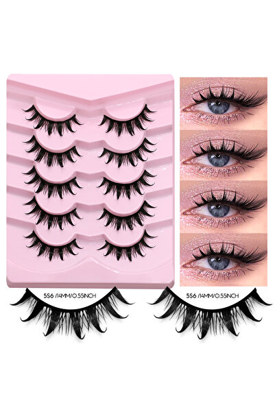 GROINNEYA 5 أزواج - 5S6 رموش مانجا ثلاثية الأبعاد من فرو المنك، رموش طبيعية، رموش صناعية ناعمة ومتشابكة