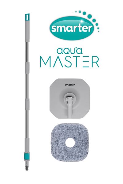 SMARTER Aqua Master Handle - Automatic Cleaning Set, Plate and Mop Tip, Dirty Water Separation Feature