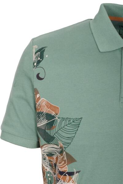 NCS Men's Polo Collar T-Shirt Çağla 100% Cotton Slim Fit Rib Sleeve Floral Pattern T-Shirt Jeans 1189