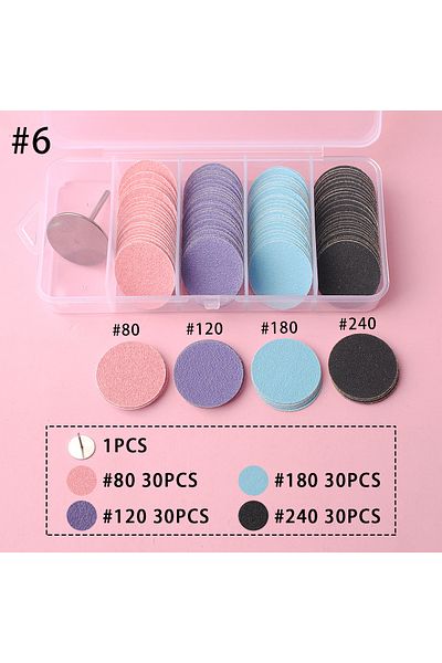 Asentale Set6 120pcs/box 4grits 25mm Foot Cuticle Calluses Removal Replaceable Sanding Paper With 1pcs Pedicu