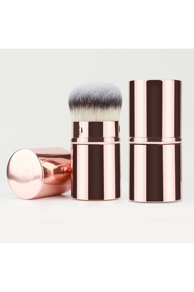 Choice1 فرشاة كريم أساس كابوكي ذهبية قابلة للسحب، فرشاة مكياج محمولة متعددة الوظائف للسوائل، لون ذهبي