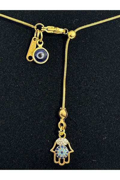 stainless steell قلادة المصعد يد فاطمة الأم مع خرز عين الشر من الفولاذ الأسود الذي لا يبهت ومضمونة بالفواتير