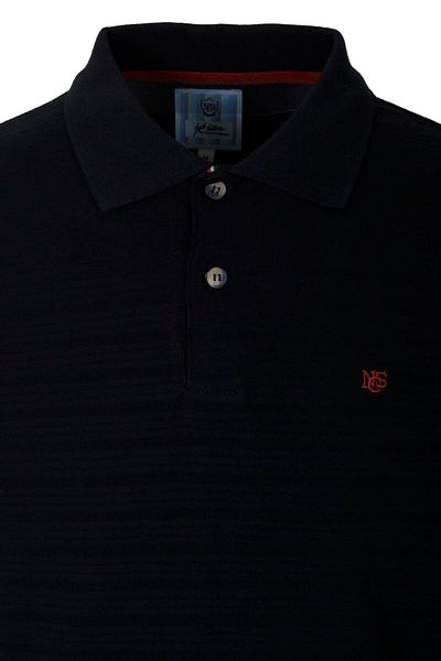 NCS Pánské tričko Polo s límečkem Navy Blue Textured 100% bavlna Slim Fit Tričko s žebrovaným rukávem Jeans 1152