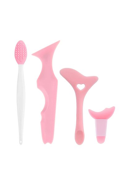 Choice Pink 4pcs Eyeliner Stencils Set Reusable Silicone Eyeliner Tool Lash Guard Eye Lips Makeup Tool For