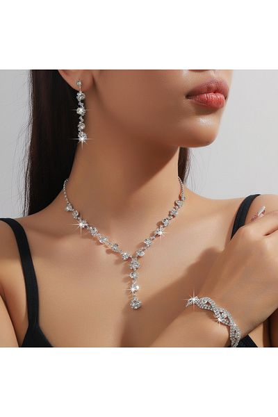 Choice Silvery 4pc Women's Fashion Copper Claw Chain Sunflower Necklace Earrings Bracelet Jewelry
