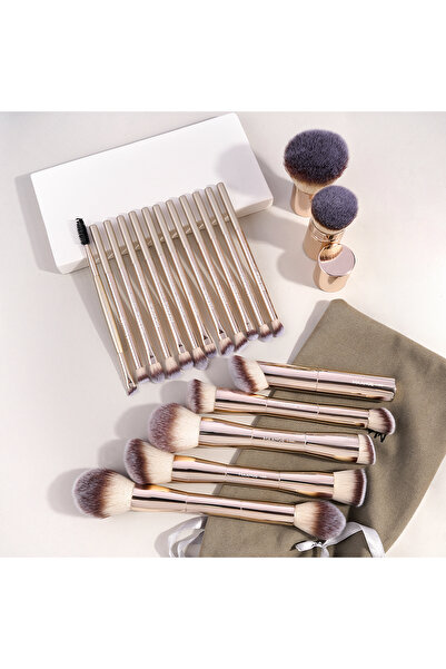 Choice3 مجموعة فرش مكياج احترافية من مانج، لون ذهبي فاتح، 20 قطعة، ذات طرفين، كريم أساس، خافي عيوب، أحمر خدود، فرش للعين