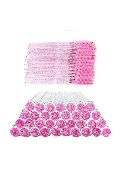 YZQINELL 50 قطعة وردية اللون - D-B 50 قطعة أنبوب فرشاة الرموش أنبوب ماسكارا للاستخدام مرة واحدة أنبوب بكرات الرموش القابلة لإعادة الاستخدام Br