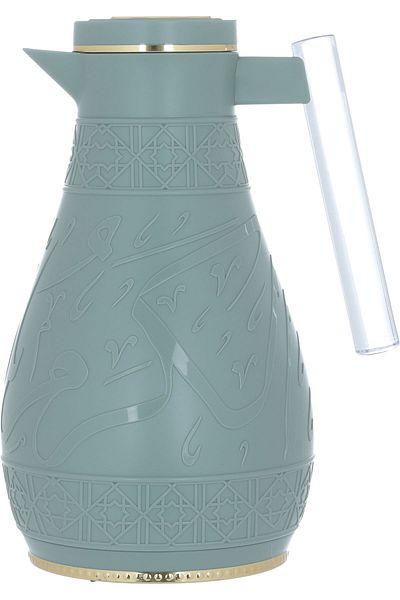 Alsaif Gallery Light Green Karam Thermos Set, Islamic Engraving, Acrylic Handle, Two Pieces
