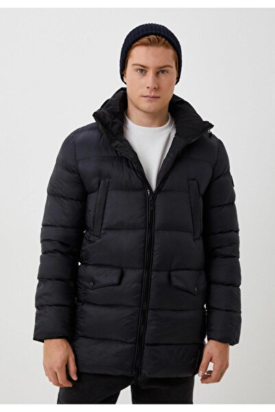 NCS Erkek Şişme Mont Siyah Kapüşonlu Termo Dolumlu ve İç Astarlı 6 Cep Dik Yaka Mont JEANS 4994