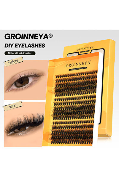 GROINNEYA YK03 رموش مجمعة، رموش صناعية طويلة، رموش فردية، وصلات رموش على شكل حرف C، صينية مختلطة، رموش صناعية