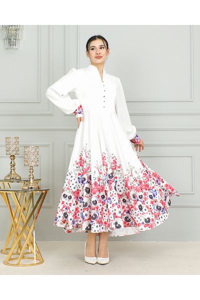 Stylish Elegant dress decorated with rose borders