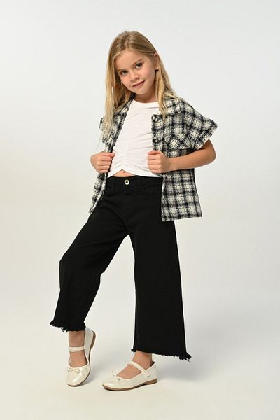 HAUSEkids 3-8 Years Old Plaid Borçka Girl's 3 Piece Set - Black